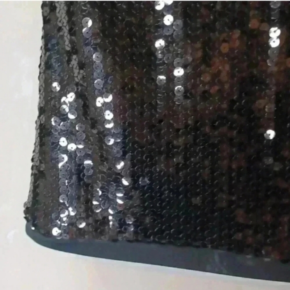 August Silk Womens Elegant Black Sequin Short Sleeve Top - Picture 3 of 12